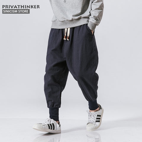 Sincism Store Men Harem Pants Japanese Casual Cotton Linen Trouser Man Jogger Pants Chinese Baggy Pants