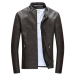 Wordless Autumn Winter Mens Zipper PU Leather Jacket Casual Motorcycle Leather Jacket Men Leisure Clothing Slim Leather Jacket