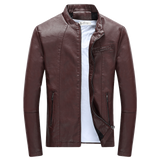 Wordless Autumn Winter Mens Zipper PU Leather Jacket Casual Motorcycle Leather Jacket Men Leisure Clothing Slim Leather Jacket