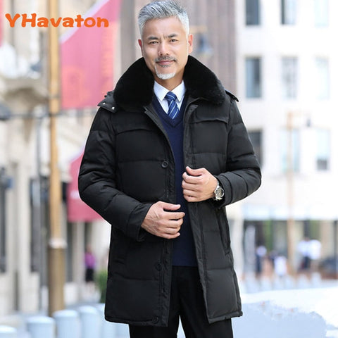 2019 New Winter Jacket Men Big Artificial Fur Collar Hooded Duck Down Jacket Thick down jacket men warm coat 4XL 5XL