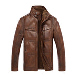 NEW Fashion Men Winter Tops Long Sleeve Faux Leather Jacket  Coat  fleeceLining Jacket Men